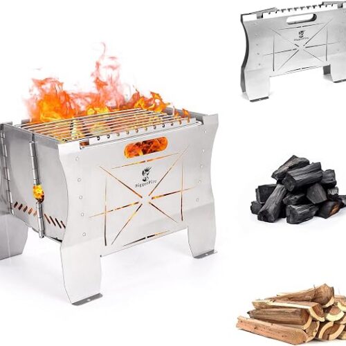 Grill kempingowy, składany grill węglowy, przenośny grill 2 w 1 na węgiel drzewny lub drewno lub palenisko,