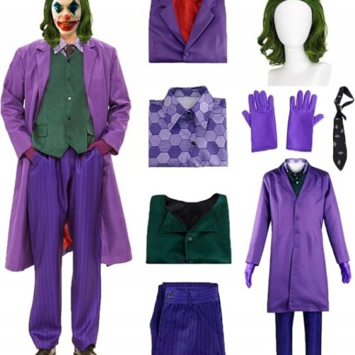 KOSTIUM JOKER PRZBRANIE JOKERA FIOLETOWY PŁASZCZ ZŁOCZYŃCY HALLOWEEN L