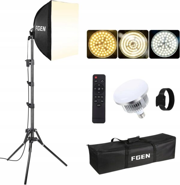 OŚWIETLENIE FOTOGRAFICZNE LED ZESTAW FGEN 85W LED BULB SOFTBOX 2700-6400K