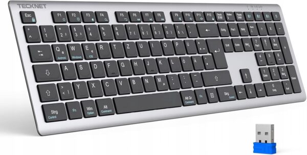 TECKNET-KB005-Klawiatura-Bluetooth-bezprzewodowa-uklad-QWERTZ-DE TECKNET KB005 Klawiatura Bluetooth, bezprzewodowa, układ (QWERTZ DE)