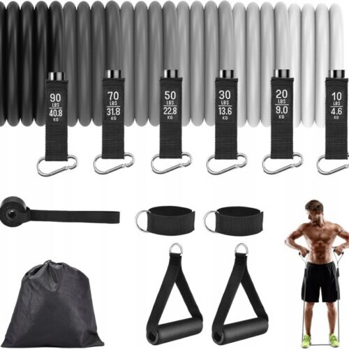 Zestaw taśm gum oporowych 6 sztuk Zacro SZARY do ćwiczeń fitness