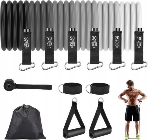Zestaw taśm gum oporowych 6 sztuk Zacro SZARY do ćwiczeń fitness