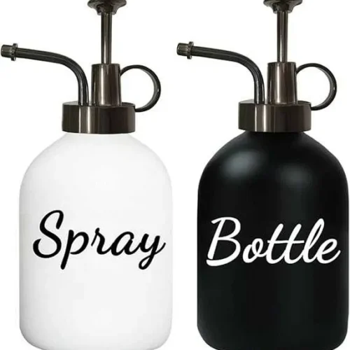 Szklana butelka z rozpylaczem sukulentów, roślin, 350 ml, mała, matowo-czarna i biała