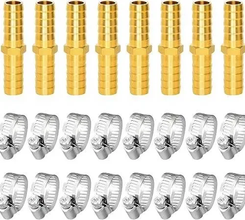 Złącze węża odpływowego, 8 szt. złączek do węża 10 mm, mosiężna tulejka