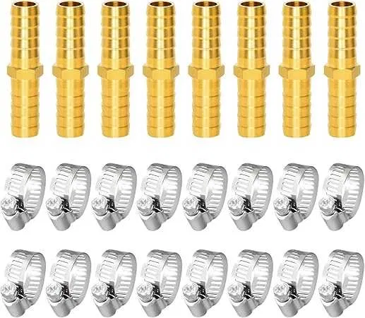 Złącze węża odpływowego, 8 szt. złączek do węża 10 mm, mosiężna tulejka