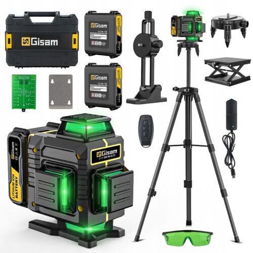 Poziomica Laserowa 4D 16 linii Zielona Laser 360° 2x Baterie Statyw Pilot